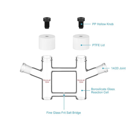 H-Type Electrolytic Cells with Fine Glass Frit Salt Bridg, 14/20 Joints Both Sides [5-15 ml]