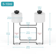 Side view and dimensional layout of the durable StonyLab H-Type Electrolytic Cells with Fine Glass Frit Salt Bridge [5-15 ml]