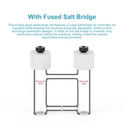 Alternative angle showing underlying build quality of StonyLab H-Type Electrolytic Cells with Fine Glass Frit Salt Bridge [5-15 ml]