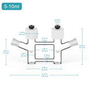 Side view and dimensional layout of the durable StonyLab H-Type Electrolytic Cells with Fine Glass Frit Salt Bridge