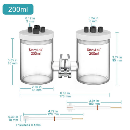 H-Type Electrolytic Cells with Two Electrodes [50-500 ml] Electrolyzer-H-Type