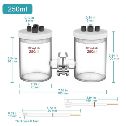 H-Type Electrolytic Cells with Two Electrodes [50-500 ml] Electrolyzer-H-Type