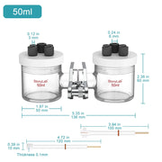 Close-up view showing the precise design and material of StonyLab H-Type Electrolytic Cells with Two Electrodes [50-500 ml]