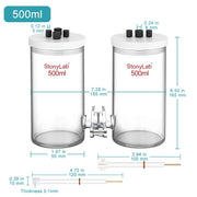 Alternative angle showing underlying build quality of StonyLab H-Type Electrolytic Cells with Two Electrodes [50-500 ml]