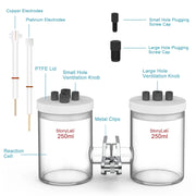Comprehensive product view and setup components for StonyLab H-Type Electrolytic Cells with Two Electrodes [50-500 ml]