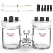 Comprehensive product view and setup components for StonyLab H-Type Electrolytic Cells with Two Electrodes [50-500 ml]