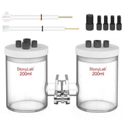 Comprehensive product view and setup components for StonyLab H-Type Electrolytic Cells with Two Electrodes [50-500 ml]