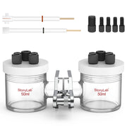 Comprehensive product view and setup components for StonyLab H-Type Electrolytic Cells with Two Electrodes [50-500 ml]
