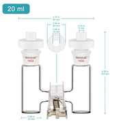 Comprehensive product view and setup components for StonyLab H-Type Electrolytic Cells [5-20 ml]