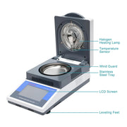 Side view and dimensional layout of the durable StonyLab Halogen Moisture Analyzer