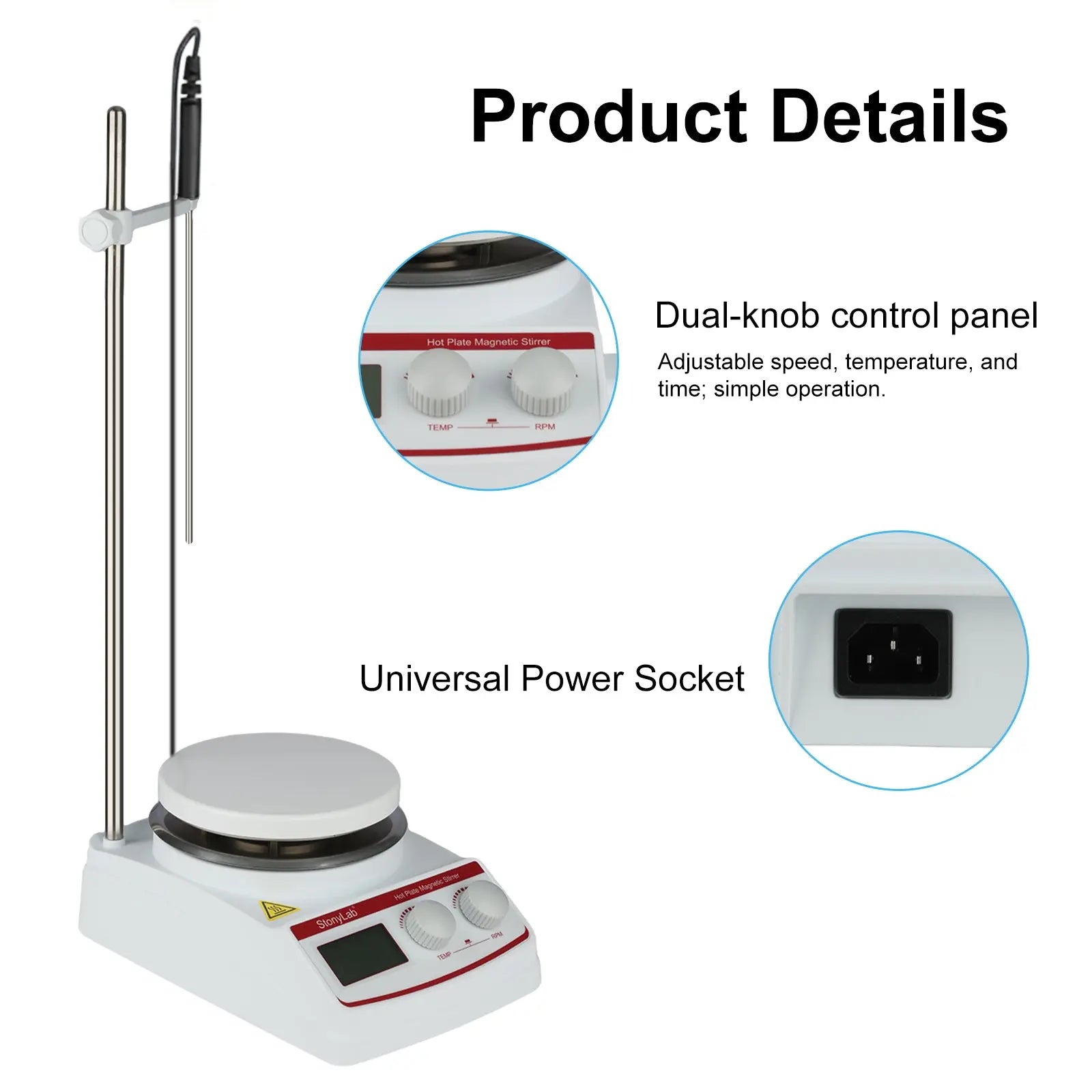 Detailed structural assembly component for StonyLab Digital Heating Magnetic Stirrer with Temperature Sensor