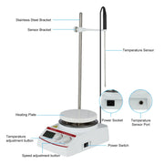 Comprehensive product view and setup components for StonyLab Digital Heating Magnetic Stirrer with Temperature Sensor
