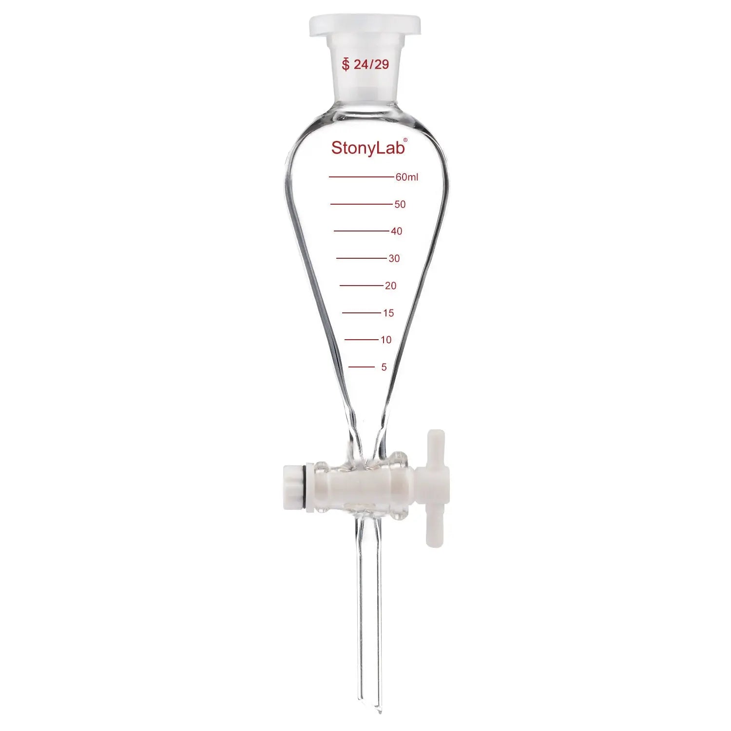 Comprehensive product view and setup components for StonyLab Graduated Separatory Funnel with 24