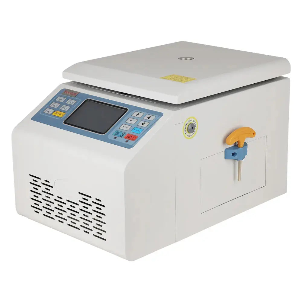 Side view and dimensional layout of the durable StonyLab High-Speed Refrigerated Centrifuge