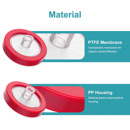 Hydrophilic PTFE syringe filter for aqueous and organic solution filtration with chemical resistance and low adsorption StonyLab