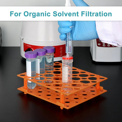 Hydrophilic PTFE syringe filter for aqueous and organic solution filtration with chemical resistance and low adsorption StonyLab