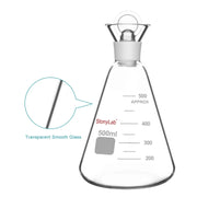 Side view and dimensional layout of the durable StonyLab Iodine Flask with Stopper