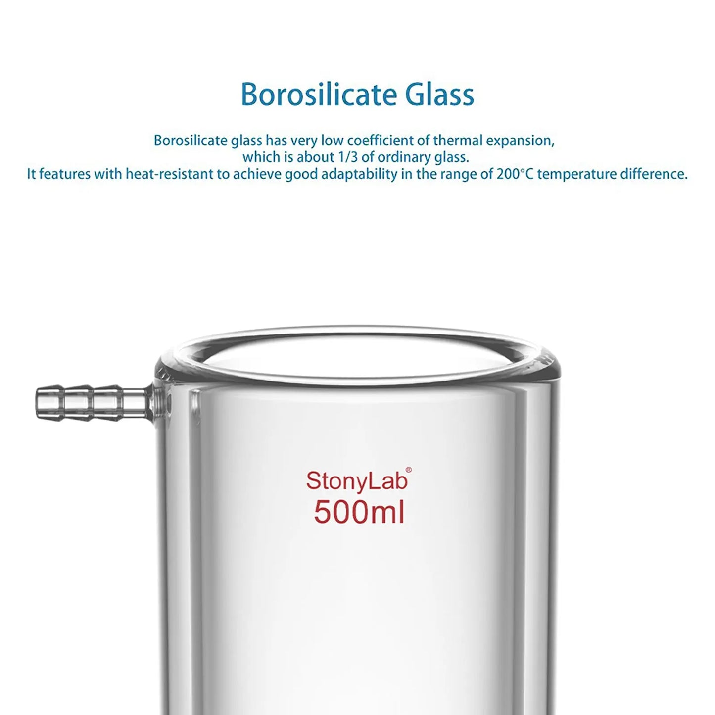 Jacketed Buchner Filter Funnel, 1.5 mm Pore Glass Plate, 250-1000 ml, 24/40 Male Joint and Vacuum Port Funnels-Buchner