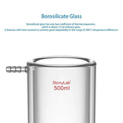 Side view and dimensional layout of the durable StonyLab Jacketed Buchner Filter Funnel