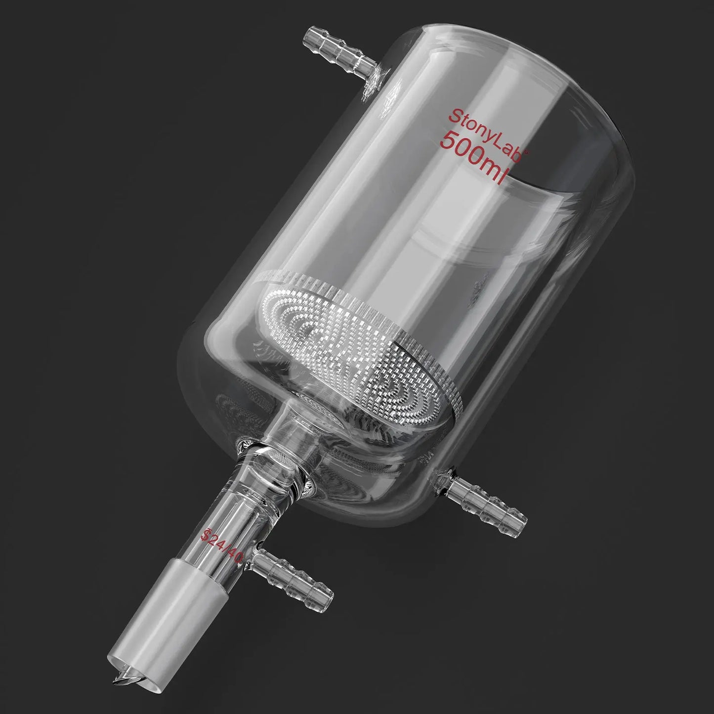 Jacketed Buchner Filter Funnel, 1.5 mm Pore Glass Plate, 250-1000 ml, 24/40 Male Joint and Vacuum Port Funnels-Buchner