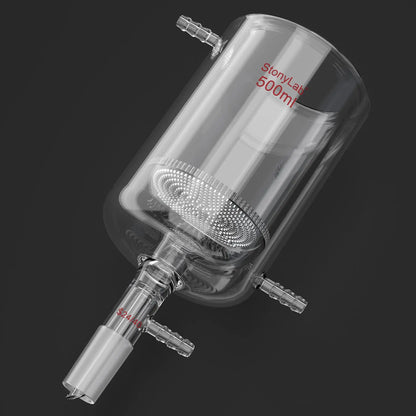 Jacketed Buchner Filter Funnel, 1.5 mm Pore Glass Plate, 250-1000 ml, 24/40 Male Joint and Vacuum Port Funnels-Buchner