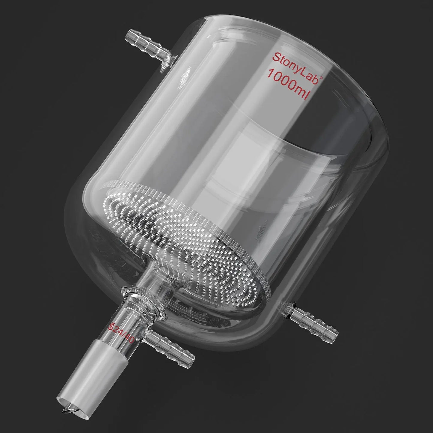 Jacketed Buchner Filter Funnel, 1.5 mm Pore Glass Plate, 250-1000 ml, 24/40 Male Joint and Vacuum Port Funnels-Buchner