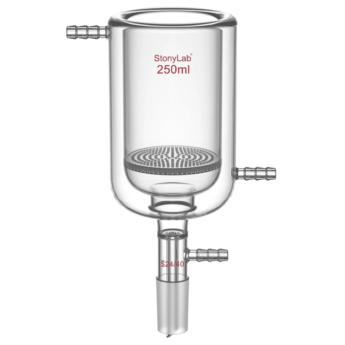 Jacketed Buchner Filter Funnel, 1.5 mm Pore Glass Plate, 250-1000 ml, 24/40 Male Joint and Vacuum Port Funnels-Buchner