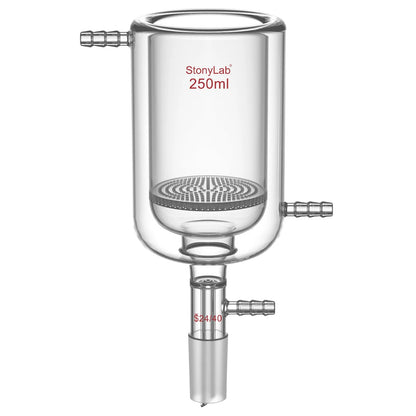 Jacketed Buchner Filter Funnel, 1.5 mm Pore Glass Plate, 250-1000 ml, 24/40 Male Joint and Vacuum Port Funnels-Buchner