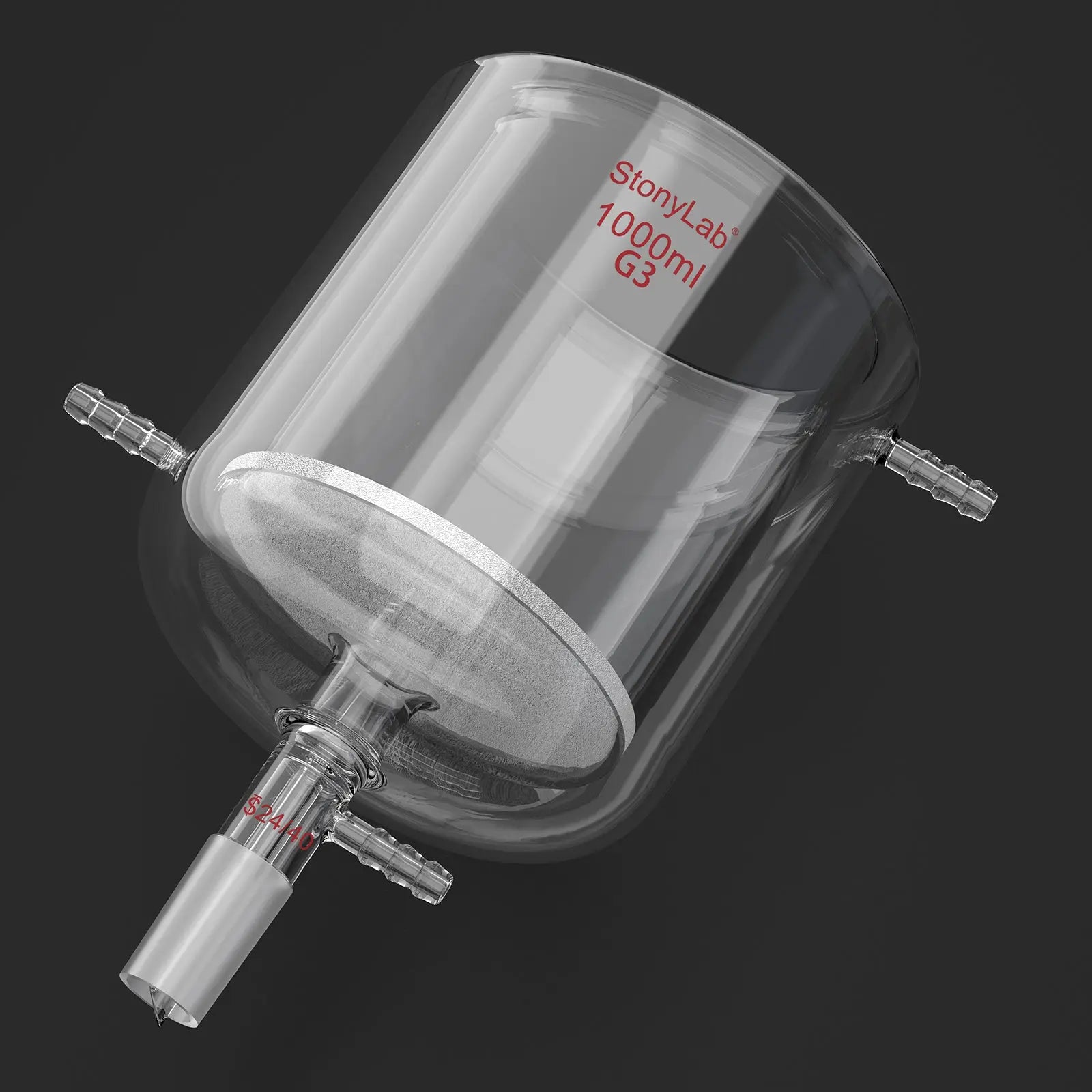 Jacketed Buchner Filter Funnel, Fine Frit (15-40μm), 250-1000 ml Funnels-Buchner