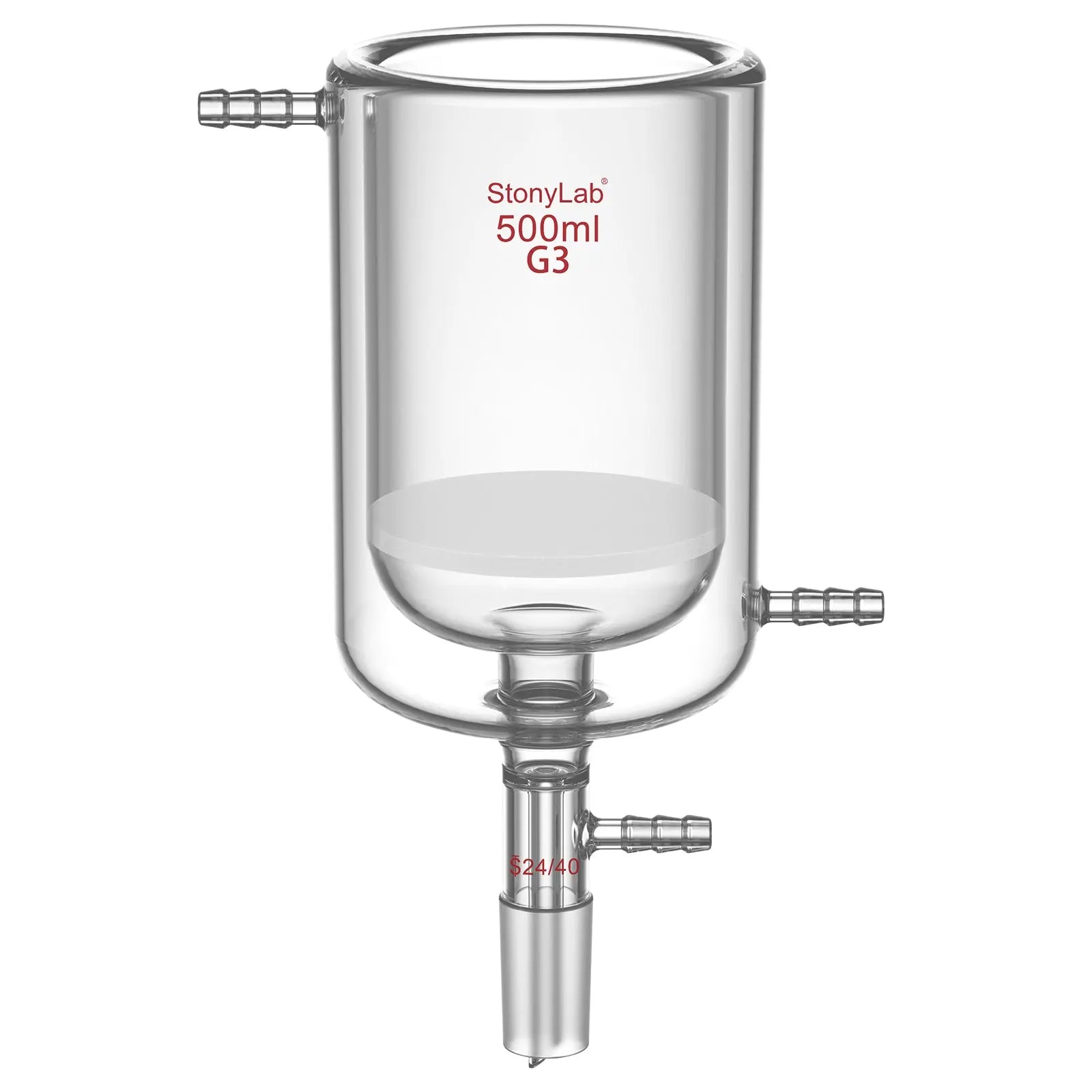 Jacketed Buchner Filter Funnel, Fine Frit (15-40μm), 250-500 ml Funnels-Buchner