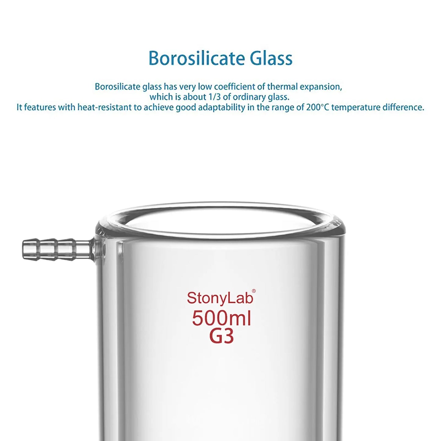 Jacketed Buchner Filter Funnel, Fine Frit (15-40μm), 250-500 ml Funnels-Buchner