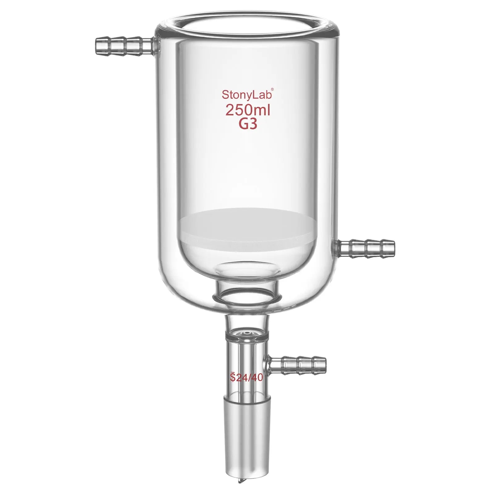 Jacketed Buchner Filter Funnel, Fine Frit (15-40μm), 250-500 ml Funnels-Buchner