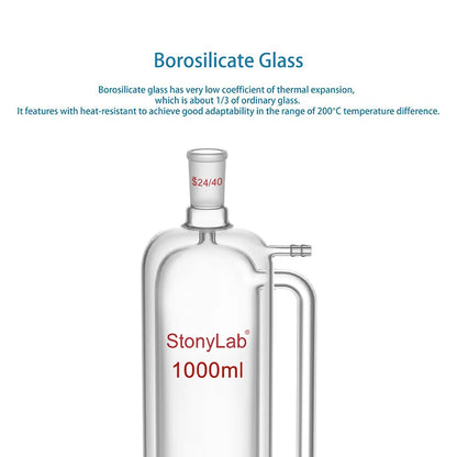 Jacketed Pressure Equalizing Graduated Addition Funne, 24/40 Joints, PTFE Stopcock, 100-1000 ml Funnels-Pressure Equalizing Addition