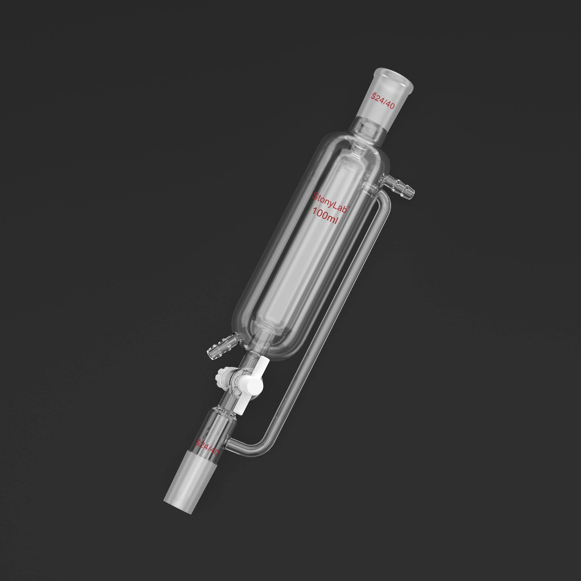 Jacketed Pressure Equalizing Graduated Addition Funne, 24/40 Joints, PTFE Stopcock, 100-1000 ml Funnels-Pressure Equalizing Addition