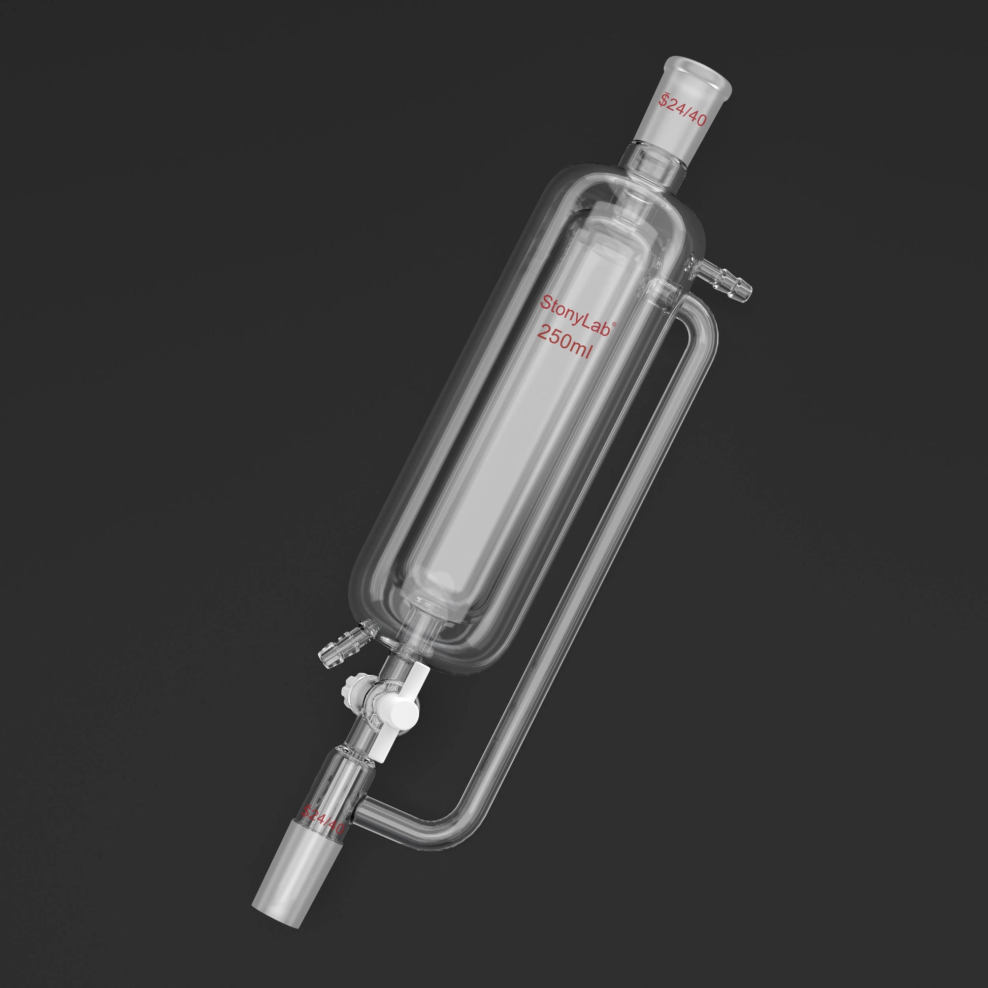 Jacketed Pressure Equalizing Graduated Addition Funne, 24/40 Joints, PTFE Stopcock, 100-1000 ml Funnels-Pressure Equalizing Addition