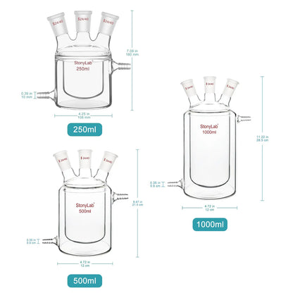 Jacketed Reaction Flask, 24/40 Joint, 250-1000 mL Flasks-Jacketed