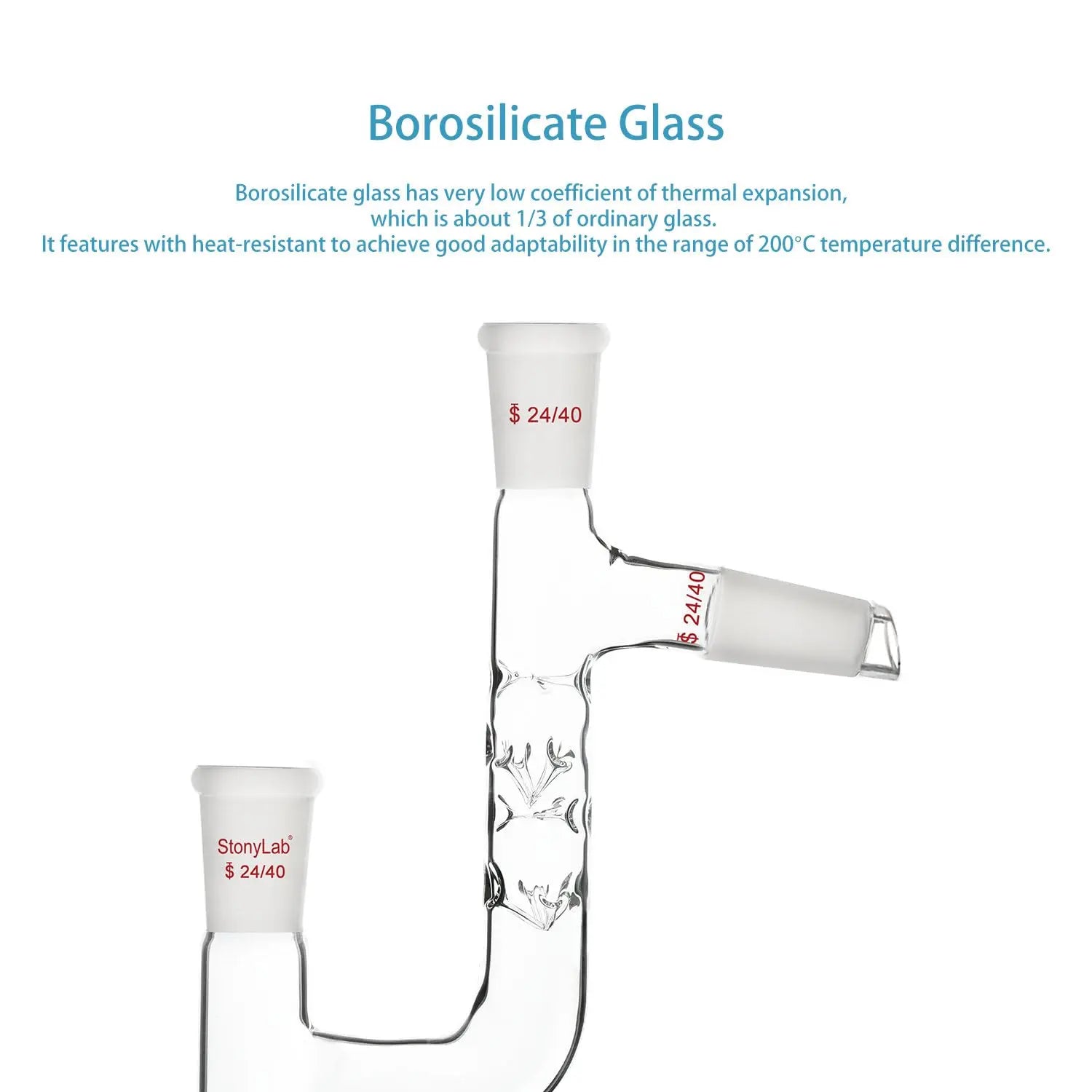 StonyLab Kjeldahl Distillation Adapter 4-Way heavy duty chemical processing configuration