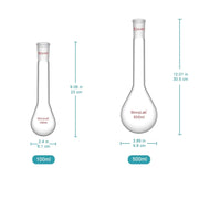 Close-up view showing the precise design and material of StonyLab Kjeldahl Flask