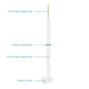 Side view and dimensional layout of the durable StonyLab L-Shape Platinum Disk Electrode
