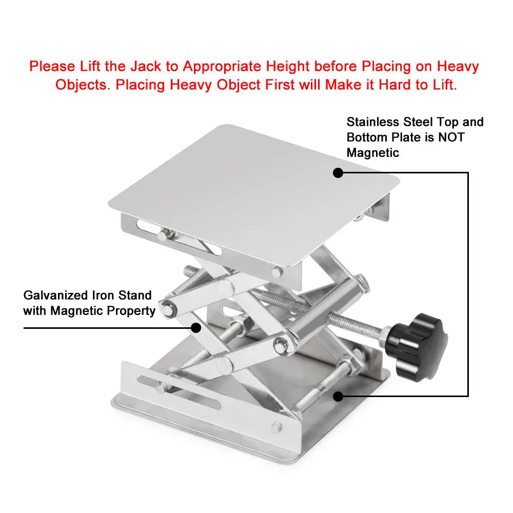Close-up view showing the precise design and material of StonyLab Lab Scissor Jack