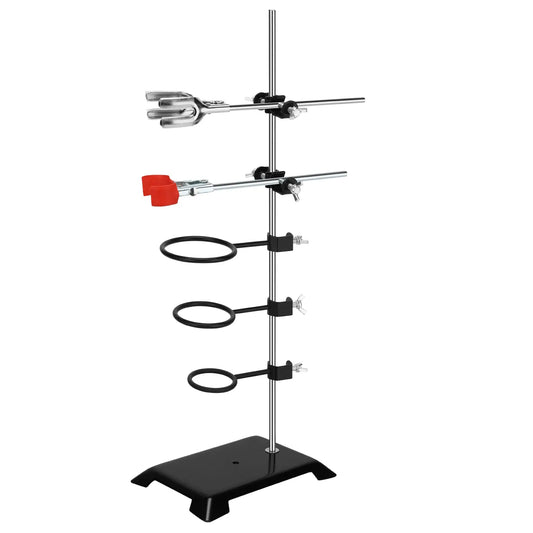 Lab stand set 9-piece universal retort stand kit with base support rod rings and clamps for laboratory glassware StonyLab