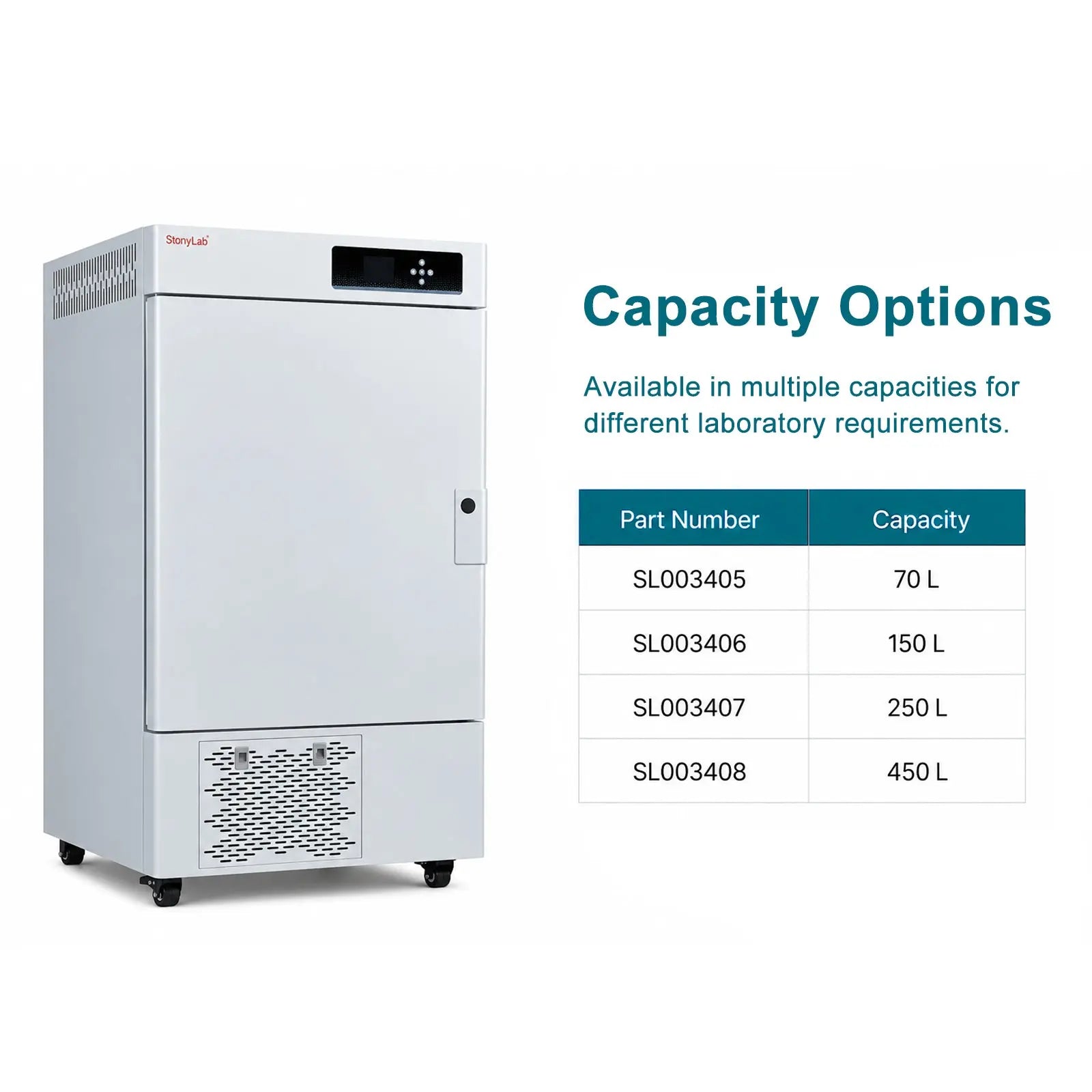 Laboratory refrigerated incubator 0-60°C digital temperature control 70–450 L capacity cooling incubator for research labs StonyLab