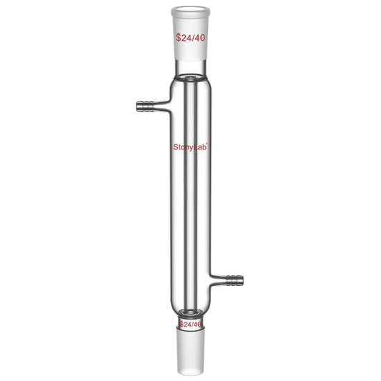 Borosilicate glass Liebig condenser with 200 mm 300 mm 400 mm and 500 mm jacket lengths for distillation and reflux laboratory setups StonyLab