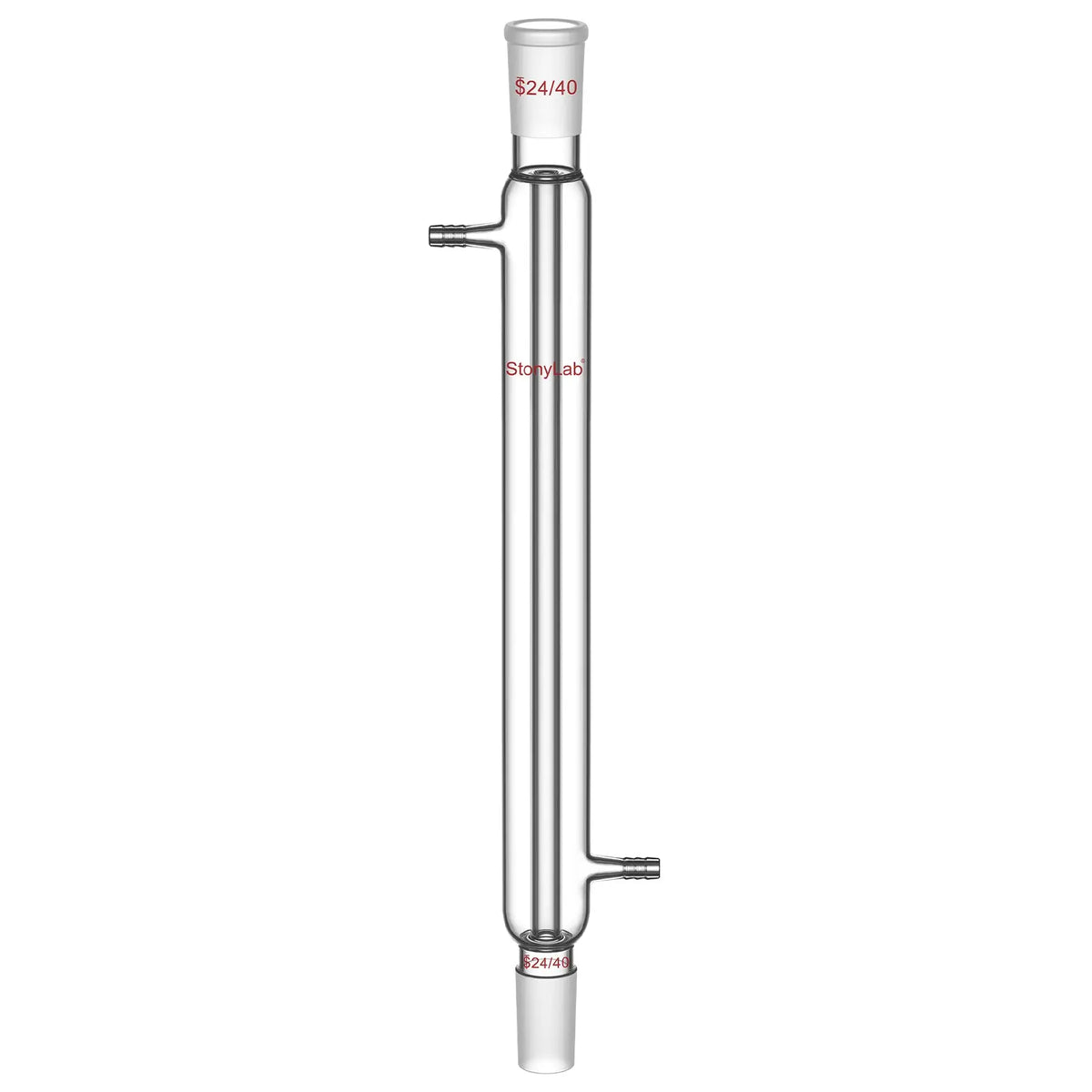 Borosilicate glass Liebig condenser with 200 mm 300 mm 400 mm and 500 mm jacket lengths for distillation and reflux laboratory setups StonyLab