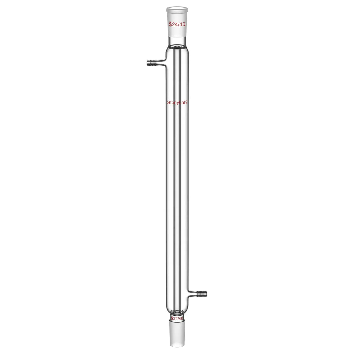 Borosilicate glass Liebig condenser with 200 mm 300 mm 400 mm and 500 mm jacket lengths for distillation and reflux laboratory setups StonyLab