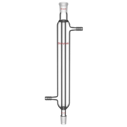 Borosilicate glass Liebig condenser with 200 mm 300 mm 400 mm and 500 mm jacket lengths for distillation and reflux laboratory setups StonyLab