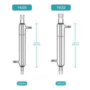 Borosilicate glass Liebig condenser with 200 mm 300 mm 400 mm and 500 mm jacket lengths for distillation and reflux laboratory setups StonyLab