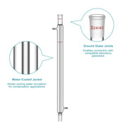 Borosilicate glass Liebig condenser with 200 mm 300 mm 400 mm and 500 mm jacket lengths for distillation and reflux laboratory setups StonyLab