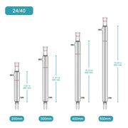 Borosilicate glass Liebig condenser with 200 mm 300 mm 400 mm and 500 mm jacket lengths for distillation and reflux laboratory setups StonyLab