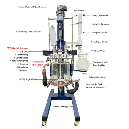 Lifting Rotary Single or Dual Jacketed Glass Reactor Systems, 50L Reactors - Glass